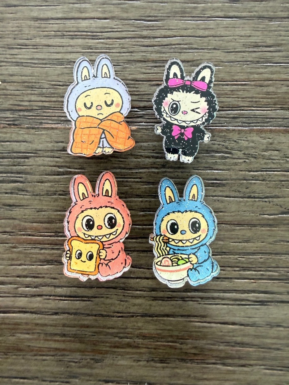 4 Labubu croc charms
